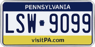 PA license plate LSW9099