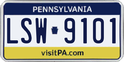 PA license plate LSW9101