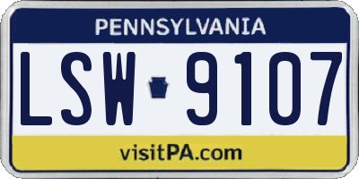 PA license plate LSW9107