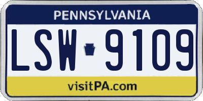 PA license plate LSW9109