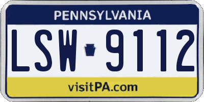 PA license plate LSW9112
