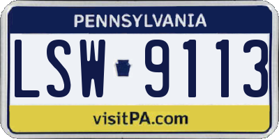 PA license plate LSW9113