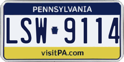 PA license plate LSW9114