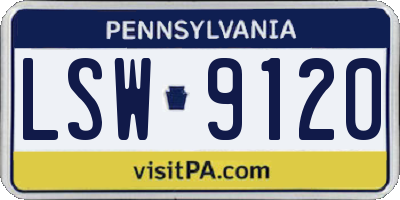 PA license plate LSW9120
