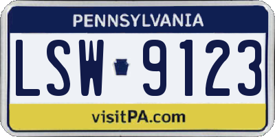 PA license plate LSW9123