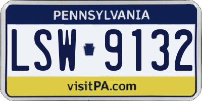 PA license plate LSW9132