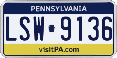 PA license plate LSW9136