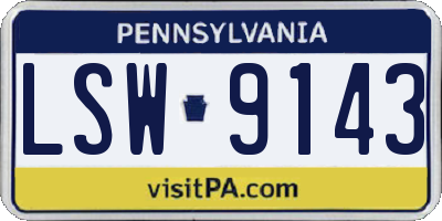PA license plate LSW9143