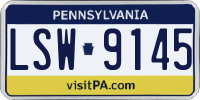 PA license plate LSW9145