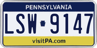 PA license plate LSW9147