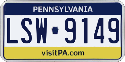 PA license plate LSW9149
