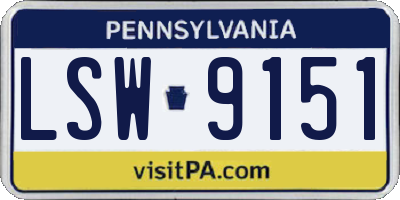 PA license plate LSW9151