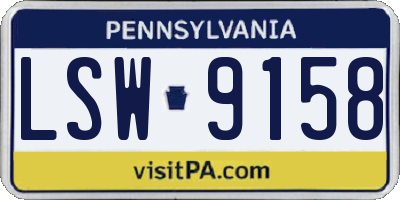 PA license plate LSW9158