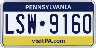 PA license plate LSW9160