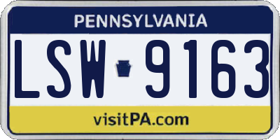PA license plate LSW9163