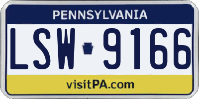 PA license plate LSW9166