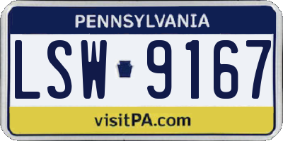 PA license plate LSW9167