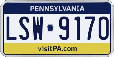 PA license plate LSW9170