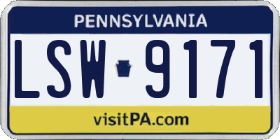 PA license plate LSW9171
