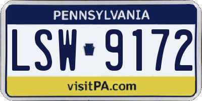 PA license plate LSW9172