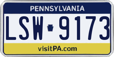 PA license plate LSW9173