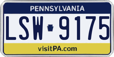 PA license plate LSW9175