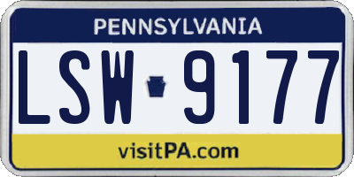 PA license plate LSW9177