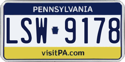 PA license plate LSW9178