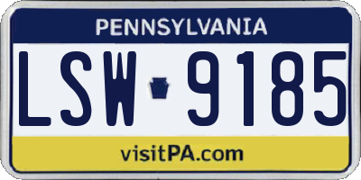 PA license plate LSW9185