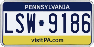 PA license plate LSW9186