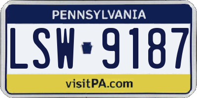 PA license plate LSW9187