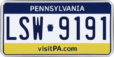 PA license plate LSW9191