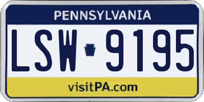 PA license plate LSW9195