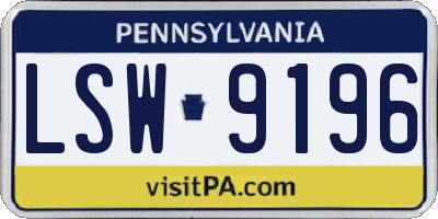 PA license plate LSW9196