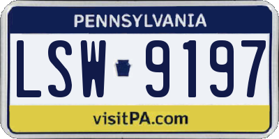 PA license plate LSW9197