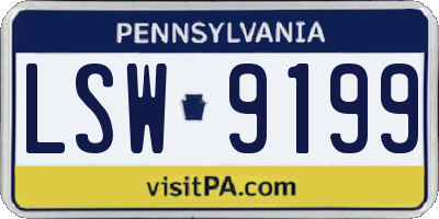 PA license plate LSW9199
