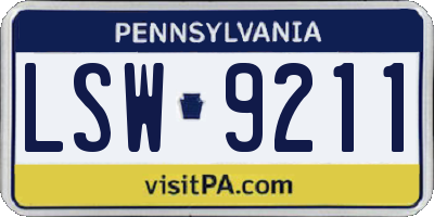 PA license plate LSW9211