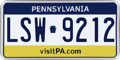 PA license plate LSW9212
