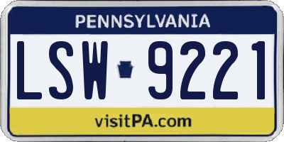 PA license plate LSW9221