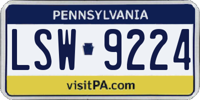 PA license plate LSW9224