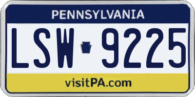 PA license plate LSW9225