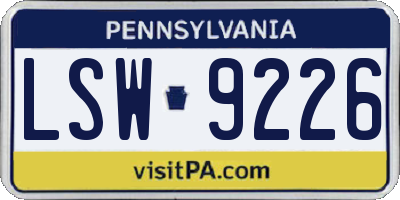 PA license plate LSW9226