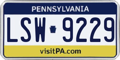 PA license plate LSW9229