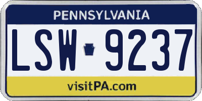 PA license plate LSW9237