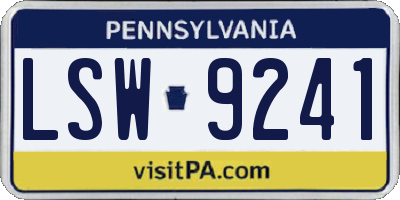 PA license plate LSW9241