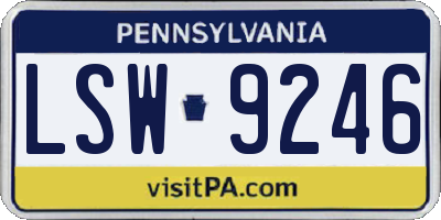 PA license plate LSW9246