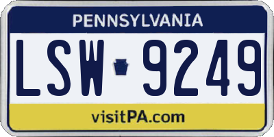 PA license plate LSW9249