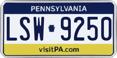 PA license plate LSW9250