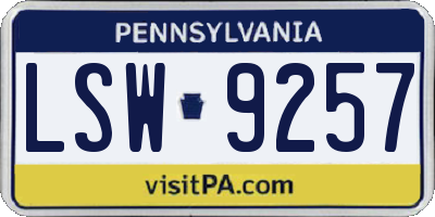 PA license plate LSW9257
