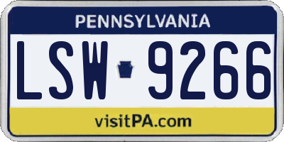 PA license plate LSW9266